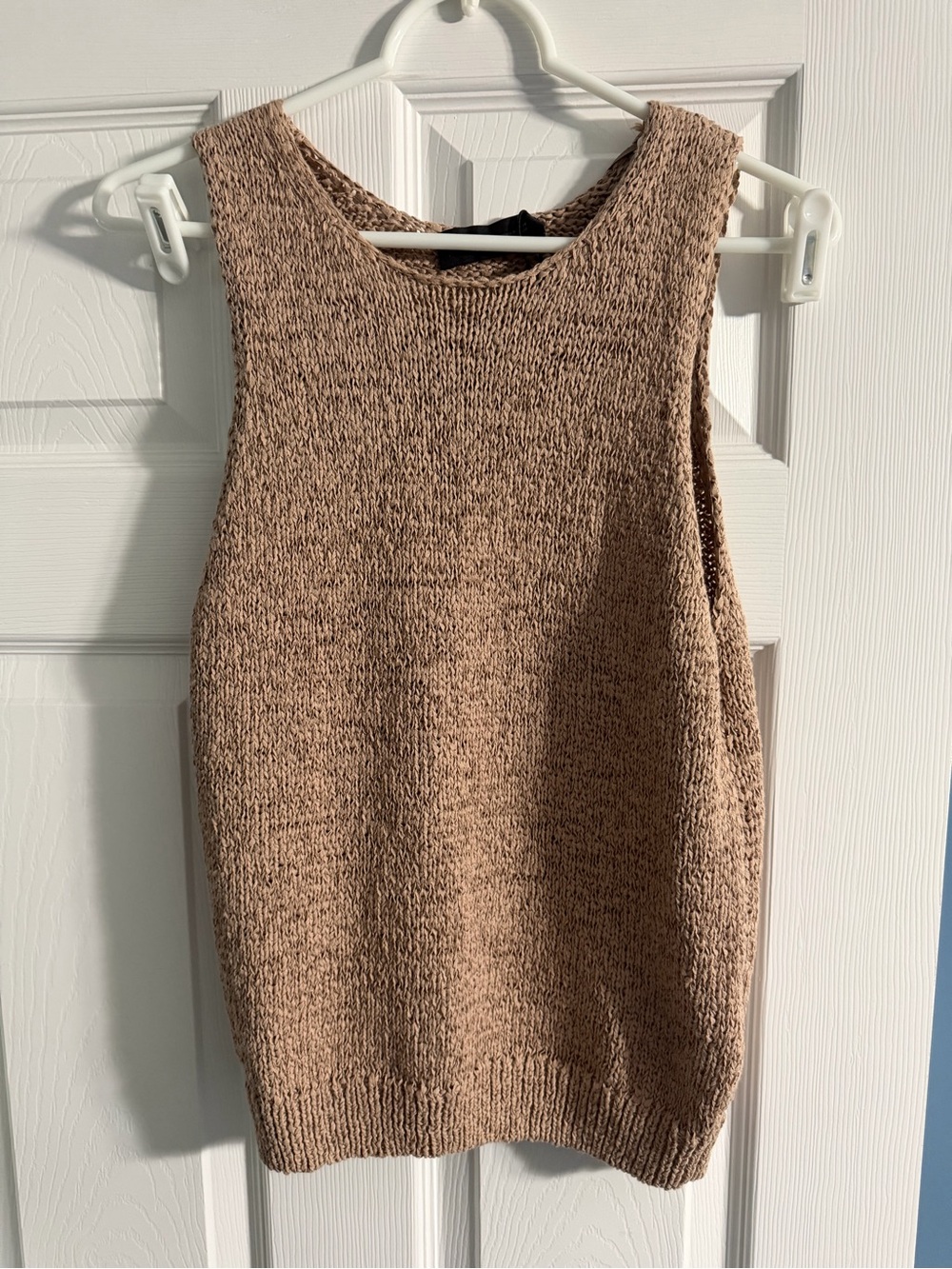 Zara Sleeveless Knit Tank Sweater in Light Brown Heather